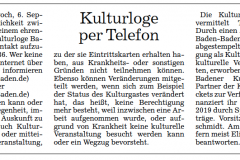 Kulturloge per Telefon, BNN 06.09.2019